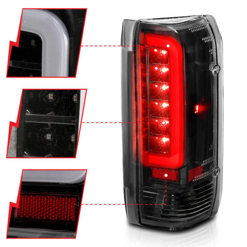 ANZO LED Taillights for Ford F-150 1987-1996 Black Housing Clear Lens Pair – Easy Plug-and-Play Upgrade
