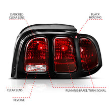 Load image into Gallery viewer, ANZO 1994-1998 Ford Mustang Tail Light Assembly with Dark Red Lens and Black Housing
