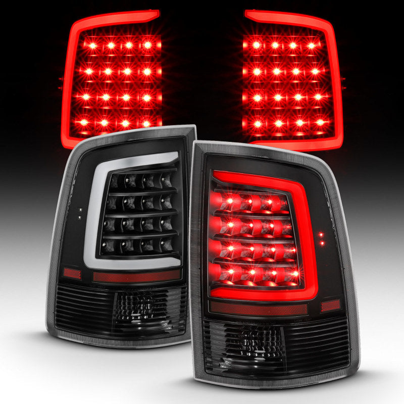 ANZO LED Tail Light Assembly for Dodge Ram 1500 and 2500 - Clear Lens, Black Housing - Pair