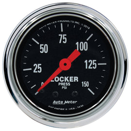 AutoMeter Traditional Chrome 2-1/16 Inch 150 PSI Mechanical Air Locker Gauge
