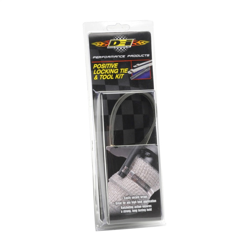 DEI Stainless Steel Positive Locking Tie & Tool Kit - High Heat Exhaust Wrap Securement (8 in & 14 in)