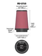 Load image into Gallery viewer, K&amp;N Engineering Universal Rubber Round Air Filter - 3.31 Inch Flange ID, 4.75 Inch Base OD, 3.5 Inch Top OD, 6.5 Inch Height