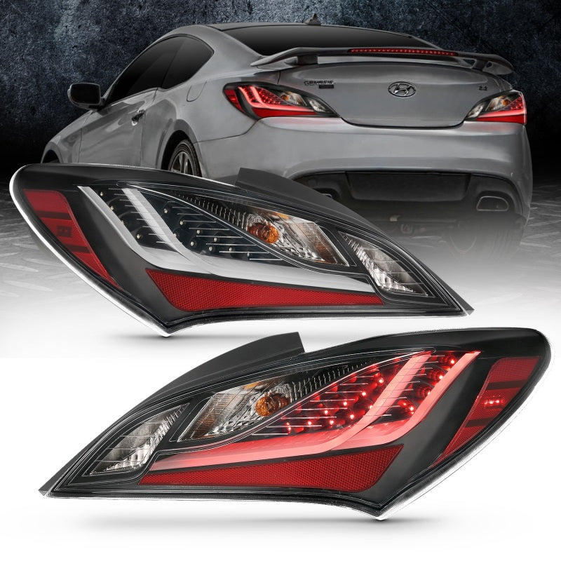 ANZO 10-13 Hyundai Genesis 2-Door LED Taillights with Dark Smoke Lens - Pair
