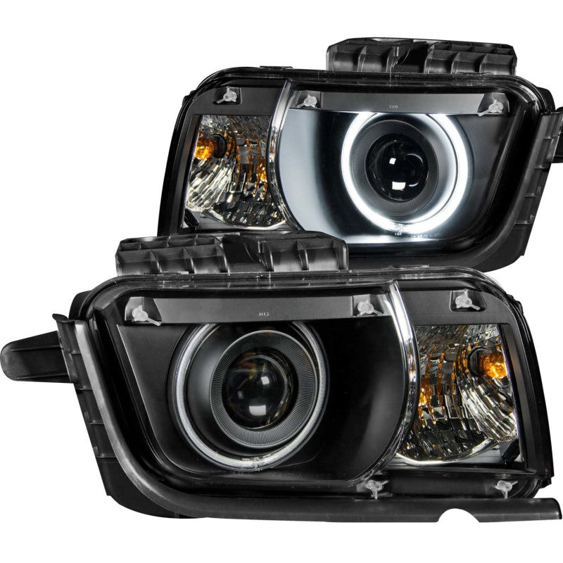 ANZO 2010-2013 Chevrolet Camaro Projector Headlights with Halo, Black Housing, CCFL, Pair