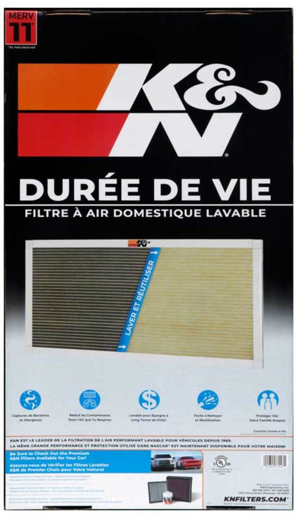 K&N Engineering HVAC Filter Part Number KNNHVC-11425 * Washable 14 x 25 x 1 High-MERV Synthetic Air Filter
