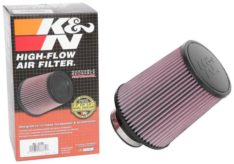 K&N Engineering Universal Clamp-On Air Filter (Part #RU-5100) * 3-1/8 inch Flange, 6 inch Body, 5 inch Top, 7 inch Height