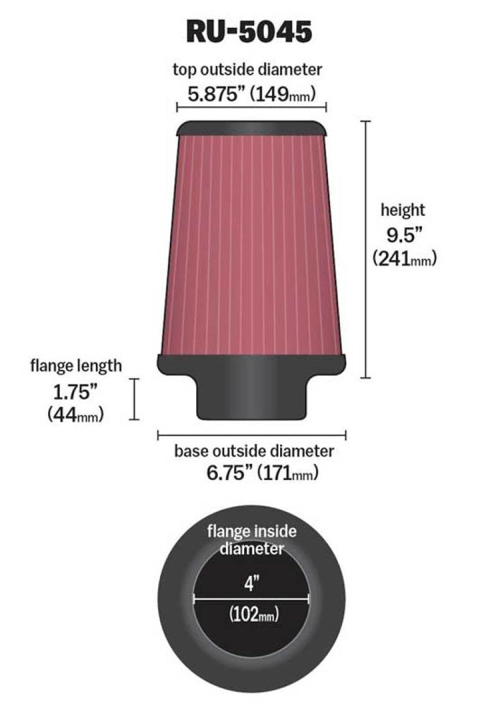 K&N Engineering Universal Air Filter for Toyota Tundra and Sequoia - Part No. KNNRU-5045