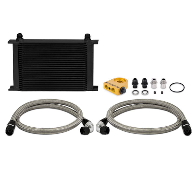Mishimoto Universal Thermostatic 25-Row Oil Cooler Kit – Black Cooler for Ford Mustang