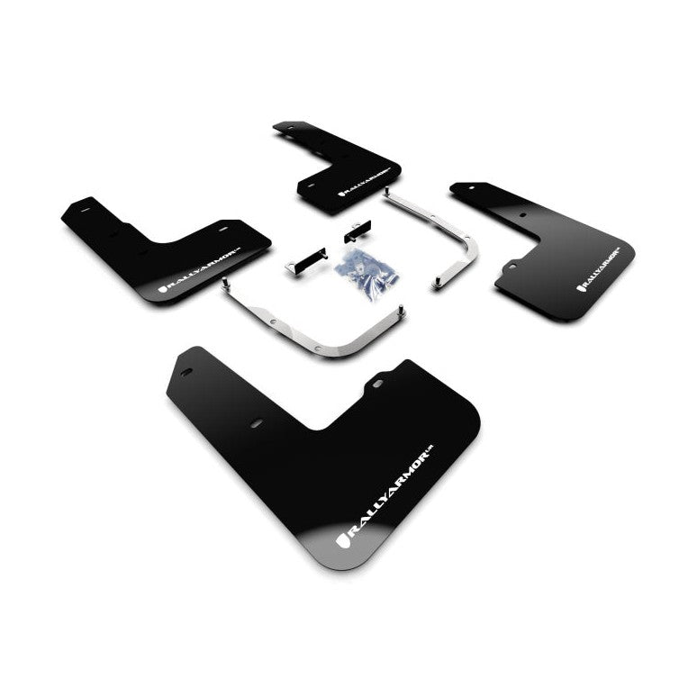Rally Armor 19-22 Hyundai Veloster N Black UR Mud Flap with White Logo