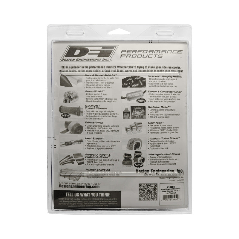 DEI Titanium Pipe Shield with Stainless Steel Clamps – 6x12 Inches for High-Temperature Exhaust Protection