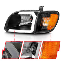 Load image into Gallery viewer, ANZO 00-04 Toyota Tundra Crystal Headlights with Light Bar, Black Housing, Clear Lens - Pair
