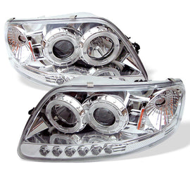 Spyder Ford F-150 97-2003 LED Halo Projector Headlights with Amber Reflector and Chrome Finish