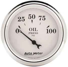 AutoMeter 2-1/16 Inch 100 PSI Electronic Oil Pressure Gauge with Old Tyme White Dial