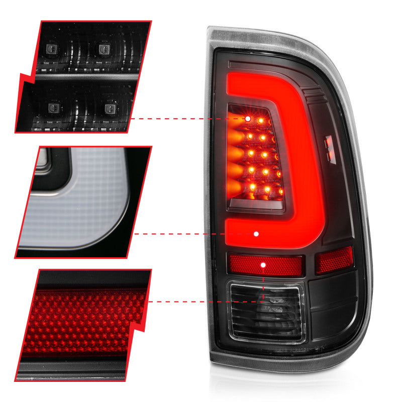 ANZO LED Tail Light Assembly for 2010-2016 Ford F-250 with Black Housing and Clear Lens - Pair