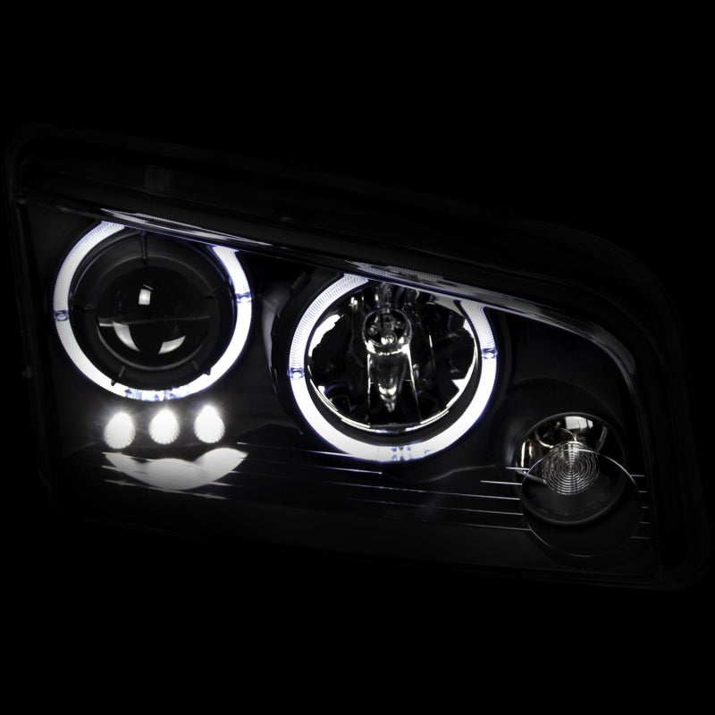 ANZO 2006-2010 Dodge Charger Projector Headlights with Halo, Black Housing, Clear Lens – Pair