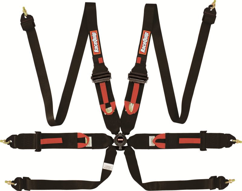 RaceQuip Black FIA CAMLOCK 6-Point Pull-Up Lap FHR Harness - Part RQP854004