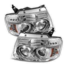 SPYDER Ford F-150 2004-2008 Halo LED Projector Headlights Version 2 with Chrome Finish, Part Number PRO-YD-FF15004-HL-G2-C