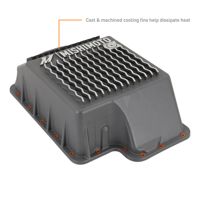 Mishimoto Aluminum Transmission Pan for 1989-2010 Ford Powerstroke 7.3L, 6.0L, 6.4L - Cast Aluminum, Gunmetal Gray