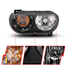 Load image into Gallery viewer, ANZO 2008-2014 Dodge Challenger Crystal Headlights with Black Housing and Clear Lenses