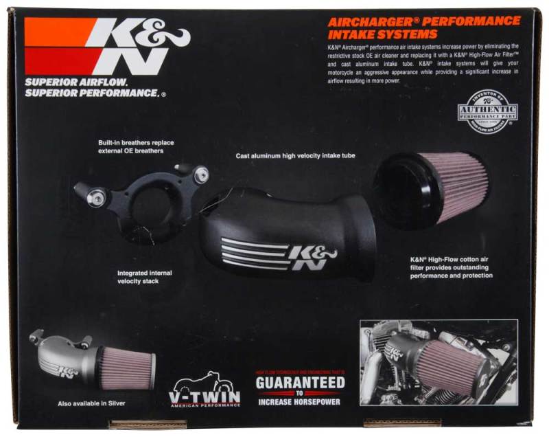 K&N Engineering Part 57-1137 High-Flow Air Intake System for Harley-Davidson Touring, Softail, and Sportster Models