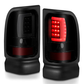 ANZO 1994-2001 Dodge Ram LED Tail Light Assembly with Smoke Lens – Plank Style, Black Housing, Pair