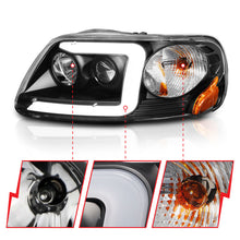 Load image into Gallery viewer, ANZO 1997-2003 Ford F-150 Projector Headlights with Light Bar - Black Housing and Clear Lens