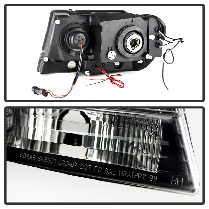 Spyder Jeep Grand Cherokee 99-04 Projector Headlights with LED Halo - Black Smoke