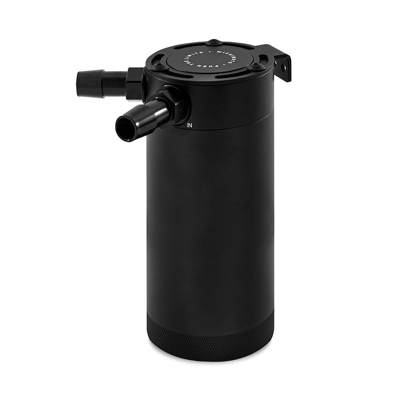 Mishimoto XL Baffled Oil Catch Can with 2 Ports – Black, Part Number misMMBCC-CBTWO-XLBK