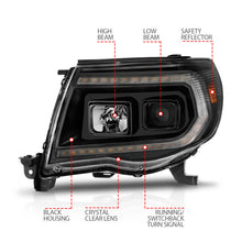 Load image into Gallery viewer, ANZO 05-11 Toyota Tacoma Projector Headlights with Light Bar Switchback in Black Housing