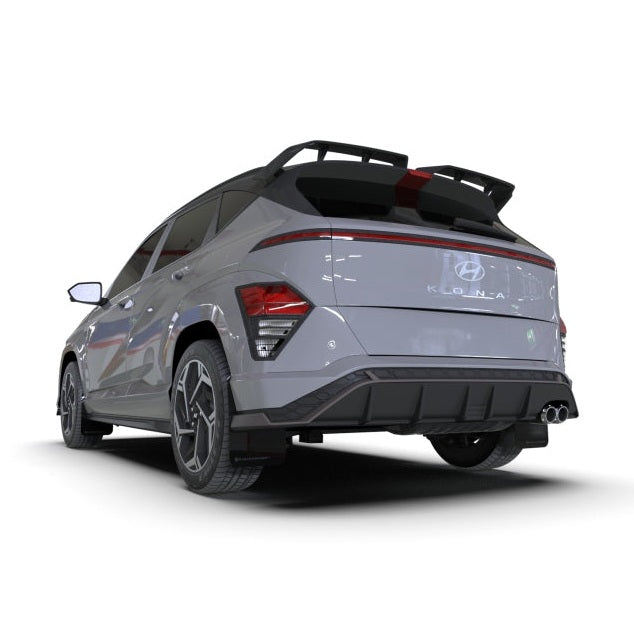 Rally Armor 24-25 Hyundai Kona N Line Black UR Mud Flap with Grey Logo, Part Number RALMF103-UR-BLK-GRY