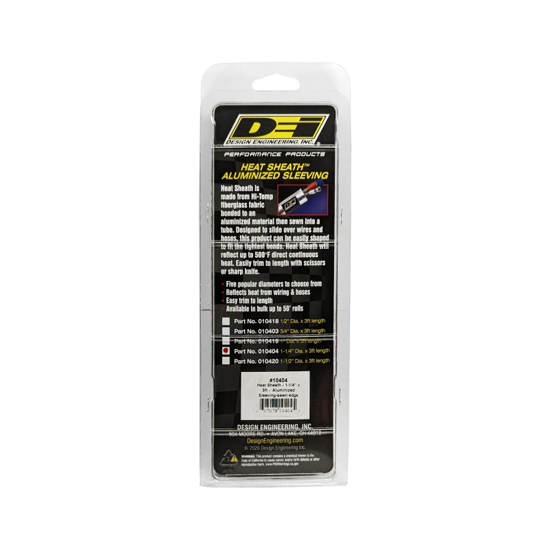 DEI Heat Sheath 1-1/4 inch I.D. x 3 ft Aluminized Sleeving for Automotive Protection