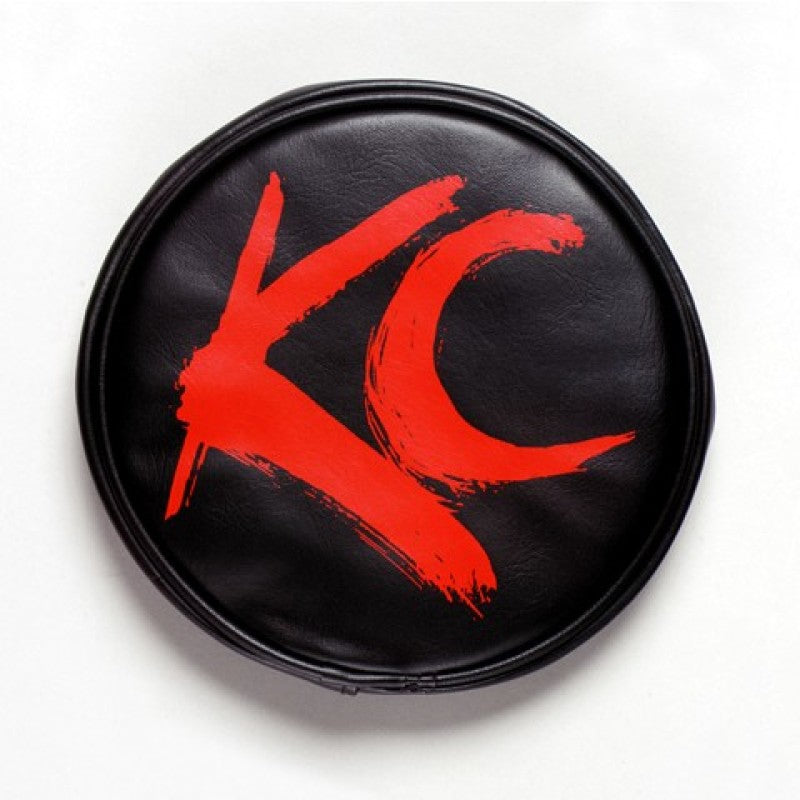 KC HiLiTES 6-inch Round Soft Vinyl Light Covers with Yellow KC Logo - Black