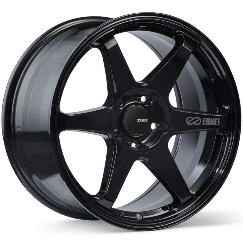 Enkei T6R 18x8 Inch Gloss Black Alloy Wheel with 45mm Offset and 5x100 Bolt Pattern – Part Number enk539-880-8045BK