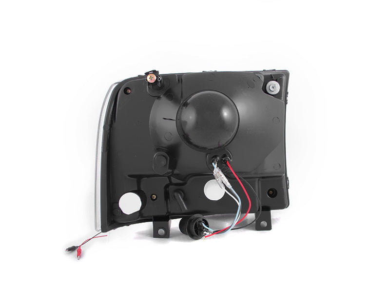 ANZO 2000-2004 Ford Excursion Crystal Headlights with Black Housing and LED Strip