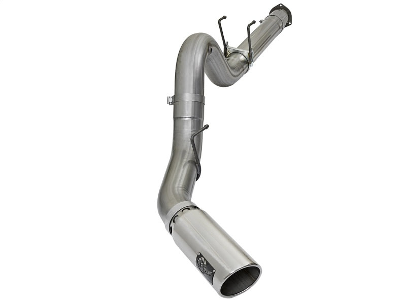 aFe Large Bore HD 5-inch Stainless Steel DPF-Back Exhaust System with Polished Tip for 2017 Ford Diesel Trucks V8 6.7L (td) - Part # afe49-43090-P