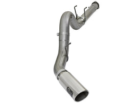 aFe Large Bore HD 5-inch Stainless Steel DPF-Back Exhaust System with Polished Tip for 2017 Ford Diesel Trucks V8 6.7L (td) - Part # afe49-43090-P