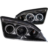 ANZO 2005-2007 Ford Focus Projector Headlights with Halo Black Housing - Pair