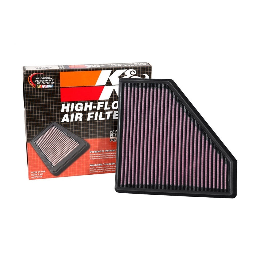 K&N Engineering 33-5059 High-Flow Reusable Air Filter for Cadillac CTS (2016-2019) with 6.2L V8 Engine