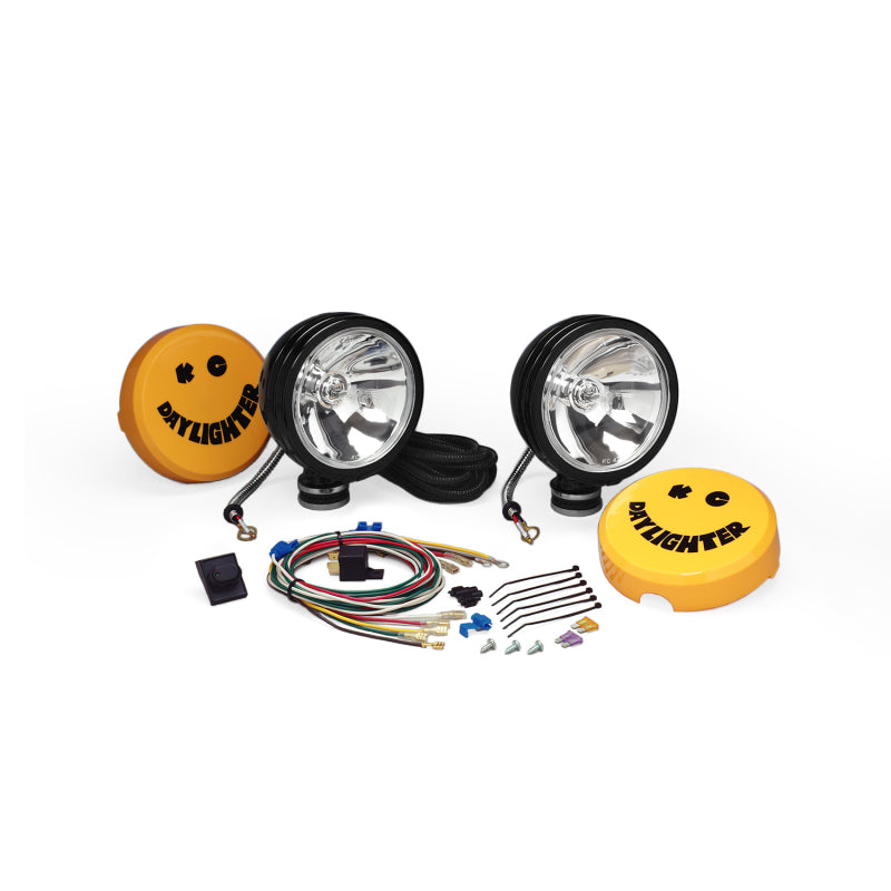 KC HiLiTES Daylighter 6-inch 100W Spot Beam Halogen Lights * Black Steel Housing, Pair Pack System