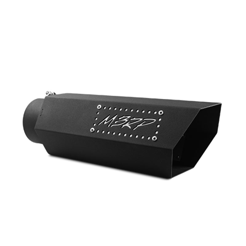 MBRP Universal Hex Exhaust Tip - Black Coated, 4-inch Inlet, 16-inch Length with Logo