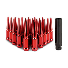 Load image into Gallery viewer, Mishimoto Steel Spiked Lug Nuts M14 x 1.5, 24-Piece Set in Red