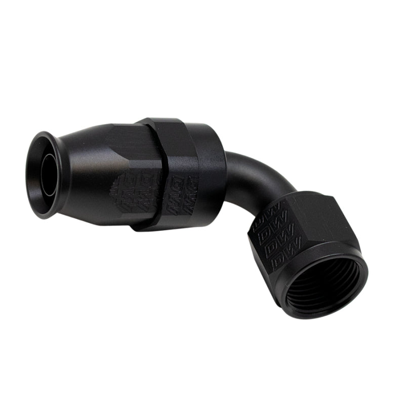 DeatschWerks 8AN Female Swivel 90-Degree Hose End PTFE with Olive Insert in Matte Black - Part DWK6-02-0856-B