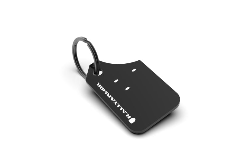 Rally Armor Mini UR Mud Flap Keychain - Black with White Logo