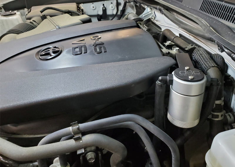 J&L Oil Separator 3.0 Driver Side, Clear Anodized, Part JLT3104D-C for 2016-2023 Toyota Tacoma 3.5L