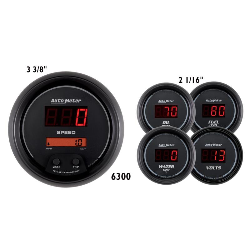 AutoMeter Gauge Kit 5 Piece Digital Electric Speedometer and Gauges - Part Number ATM6300