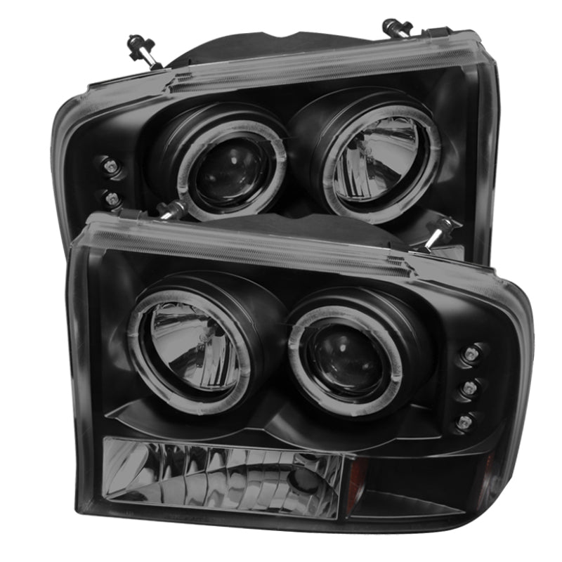 Spyder Ford F250 Super Duty 1999-2004 Projector Version 2 LED Halo Headlights - Black Smoke