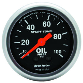AutoMeter Sport-Comp 52mm Mechanical Oil Pressure Gauge 0-100 PSI