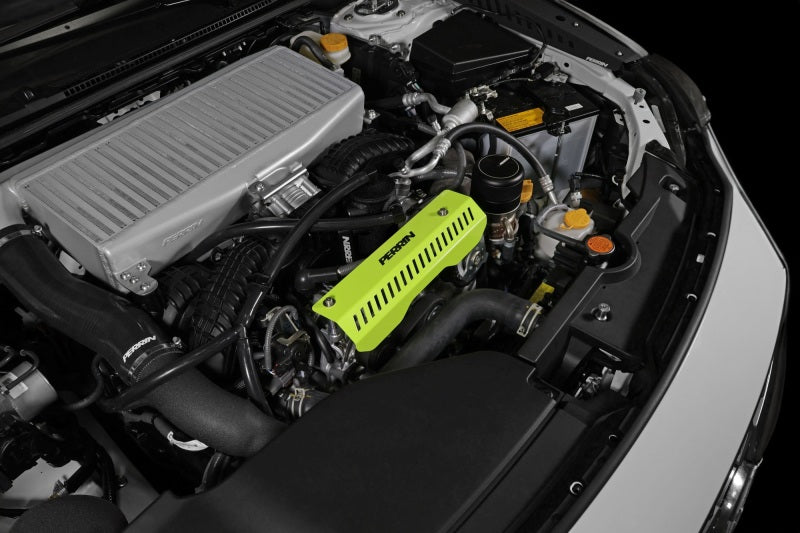 Perrin Performance Neon Yellow Pulley Cover for 2022-2025 Subaru WRX - Short Version for Use with Perrin AOS
