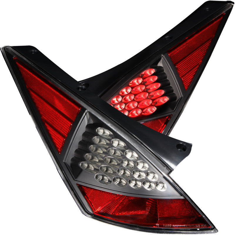 ANZO 2003-2005 Nissan 350Z LED Tail Light Assembly with Clear Lens and Black Housing