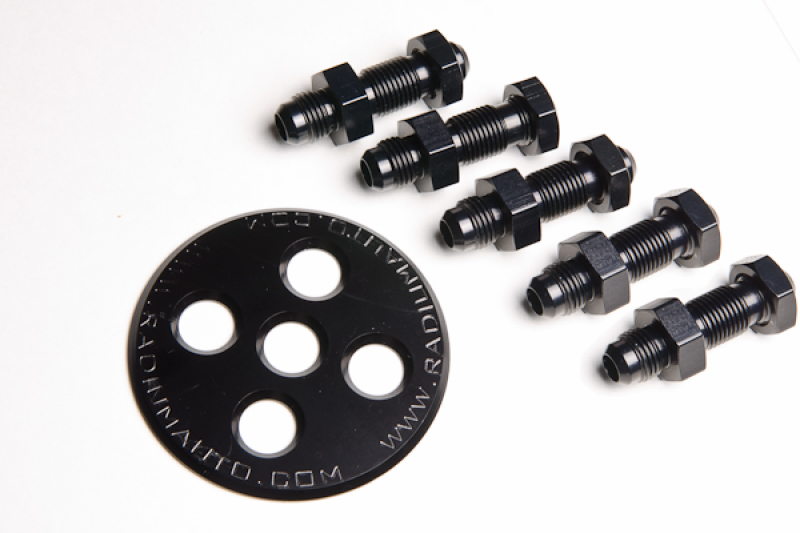 Radium Engineering Fuel Surge Tank 6AN Bulkhead Plate with Fittings and Nuts - Part #rad20-0128-01
